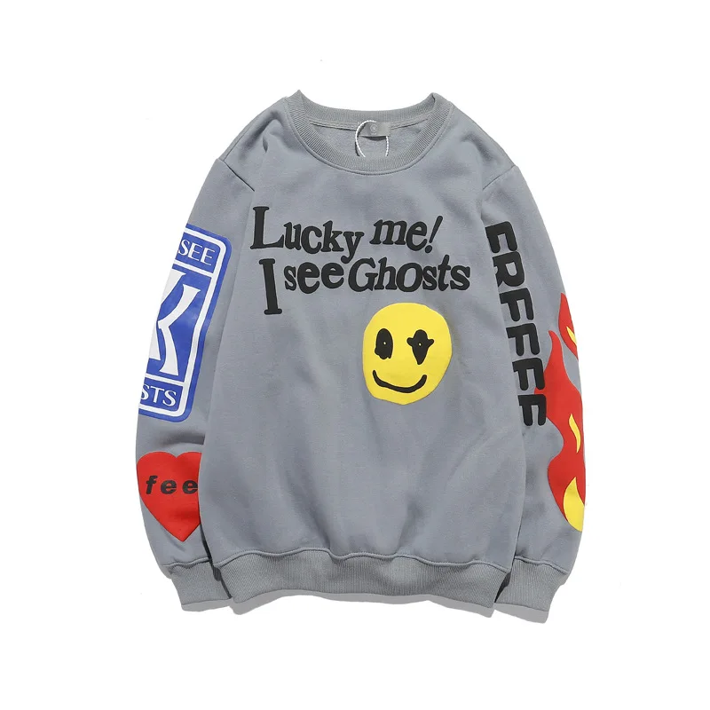 Wholesale Custom Logo French Terry Face Real Lucky Me I See Ghosts Hoodie Heavy Weight Unisex 3d Puff Print Hoodies