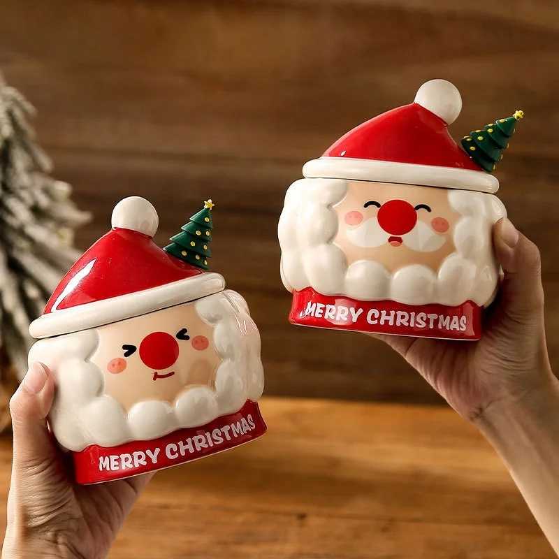 Custom Personalized Creative Cute Santa Claus Christmas Holiday Gift Home Use Cartoon Water Christmas Coffee Mug with Spoon