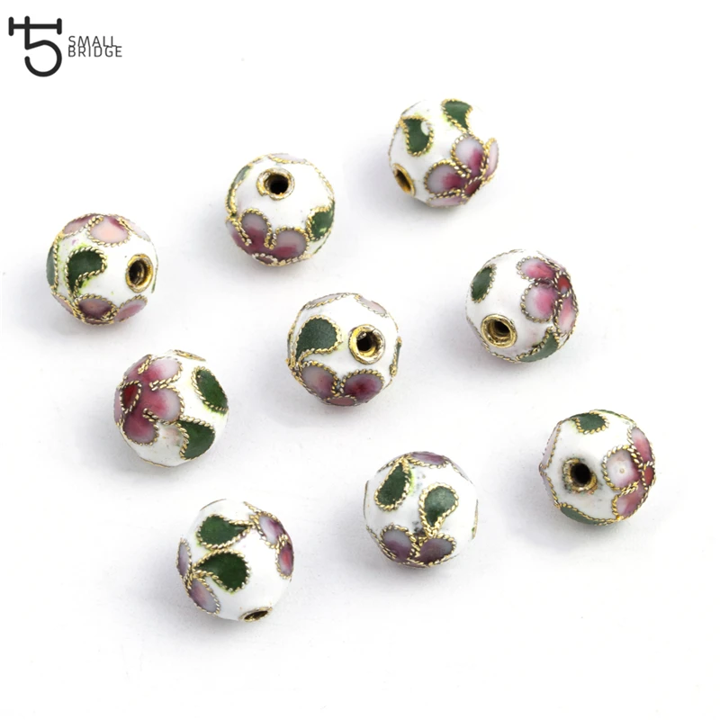 12mm copper enamel beads charms for jewelry making diy accessories for woman cloisonne spacer beads wholesale-34