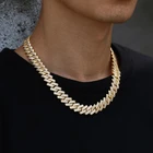 Diamond 14mm Iced Out Diamond Cuban Link Necklace Chain White Gold Hip Hop Jewelry Men Cuban Chain