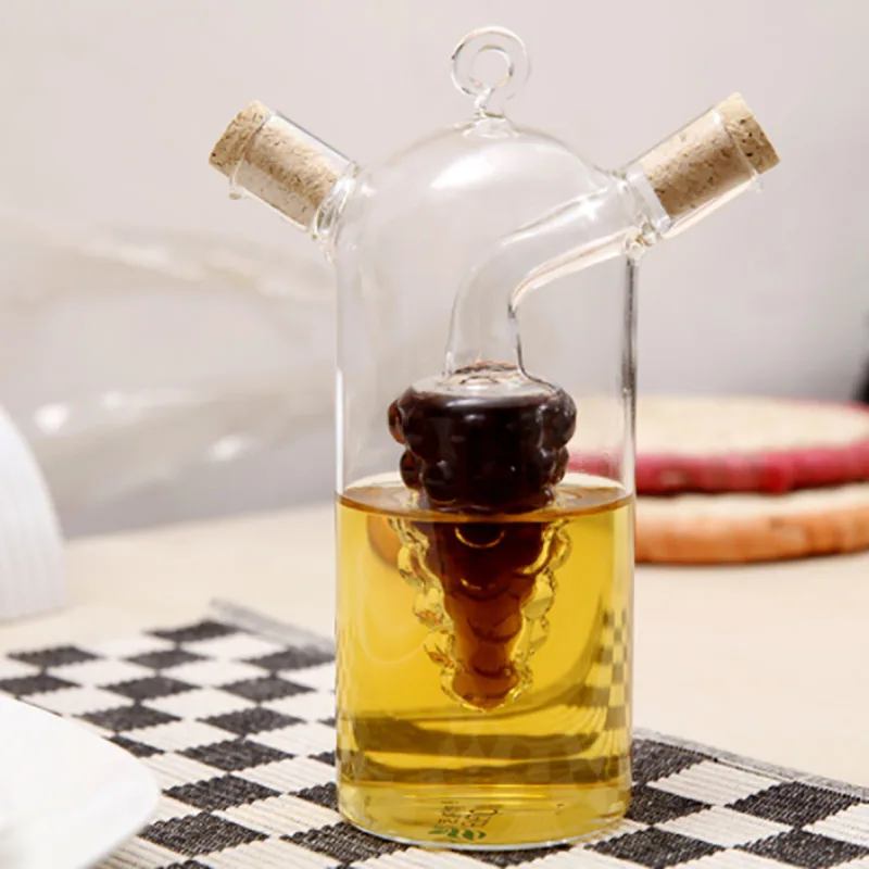 Eco-Friendly 2-in-1 Double Layer Glass Bottle for Kitchen Use-Serves as Sauce Oil Vinegar Olive Oil and Vinegar Storage