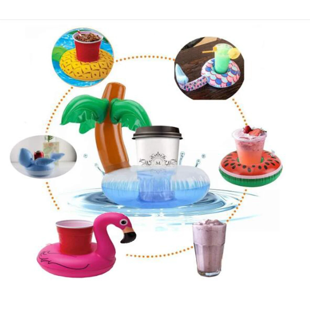 PVC inflatable floating flamingo can drink cup holder