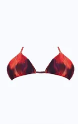 2023 Sexy red Print Swimsuit 3 piece Mesh Bikini Set Triangle Micro Bikini String Halter Swimwear Women Low Waist Bathing Suit
