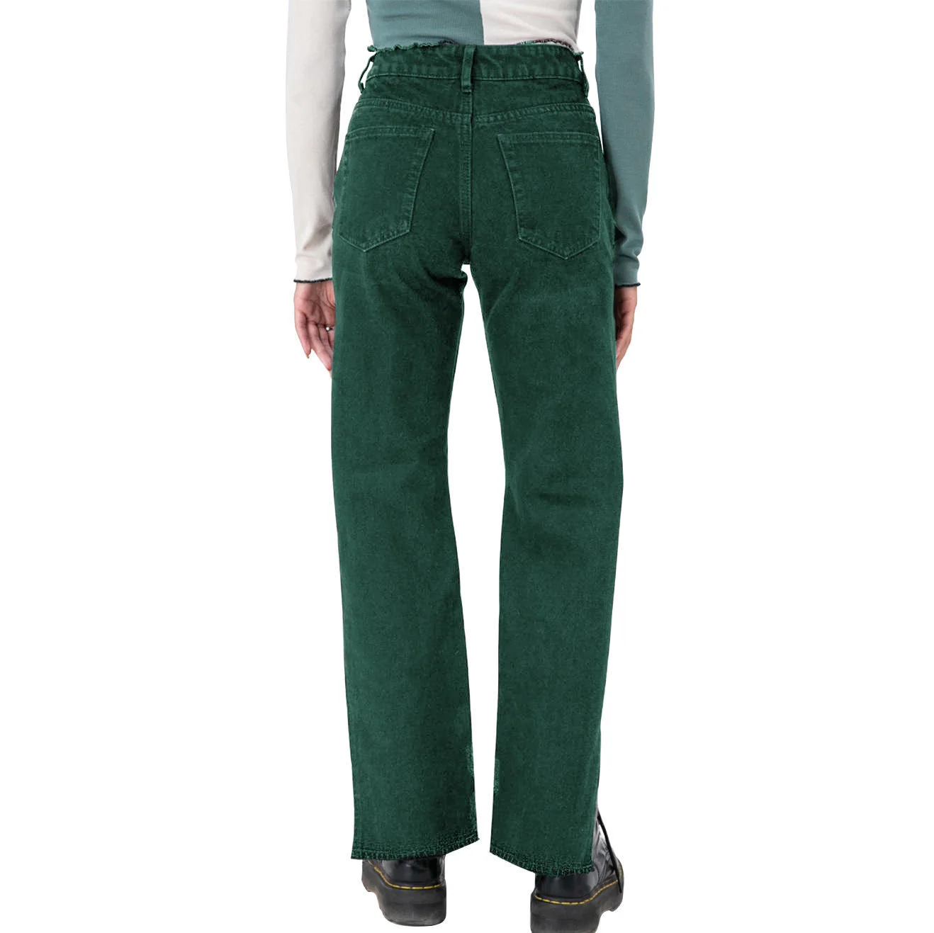 Women's High-End Euro-American Stretch Slim Cut Jeans Casual Mid Waist Solid Color Denim Trousers Straight Style details