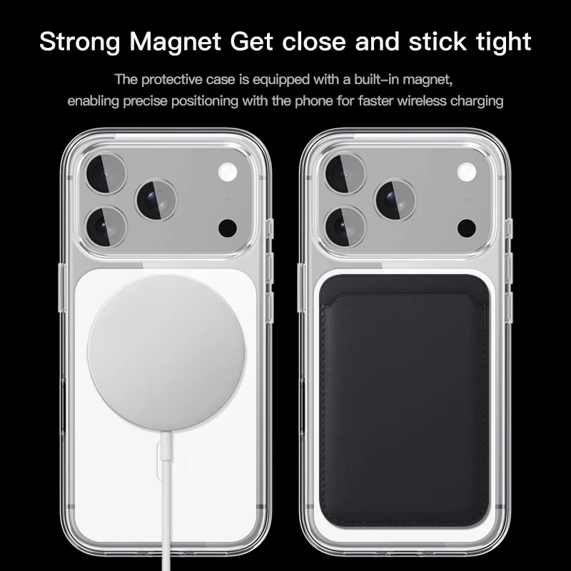 product laudtec luxury  transparent magnetic protective shockproof waterproof phone case for 17 pro max pure color tpupcmagnetic-7