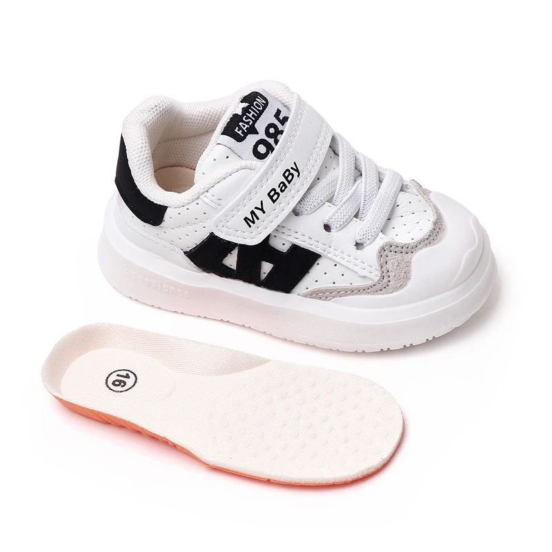 New Arrival Soft PU Leather Sport White Toddler Kids Baby Casual Shoes 2023 details