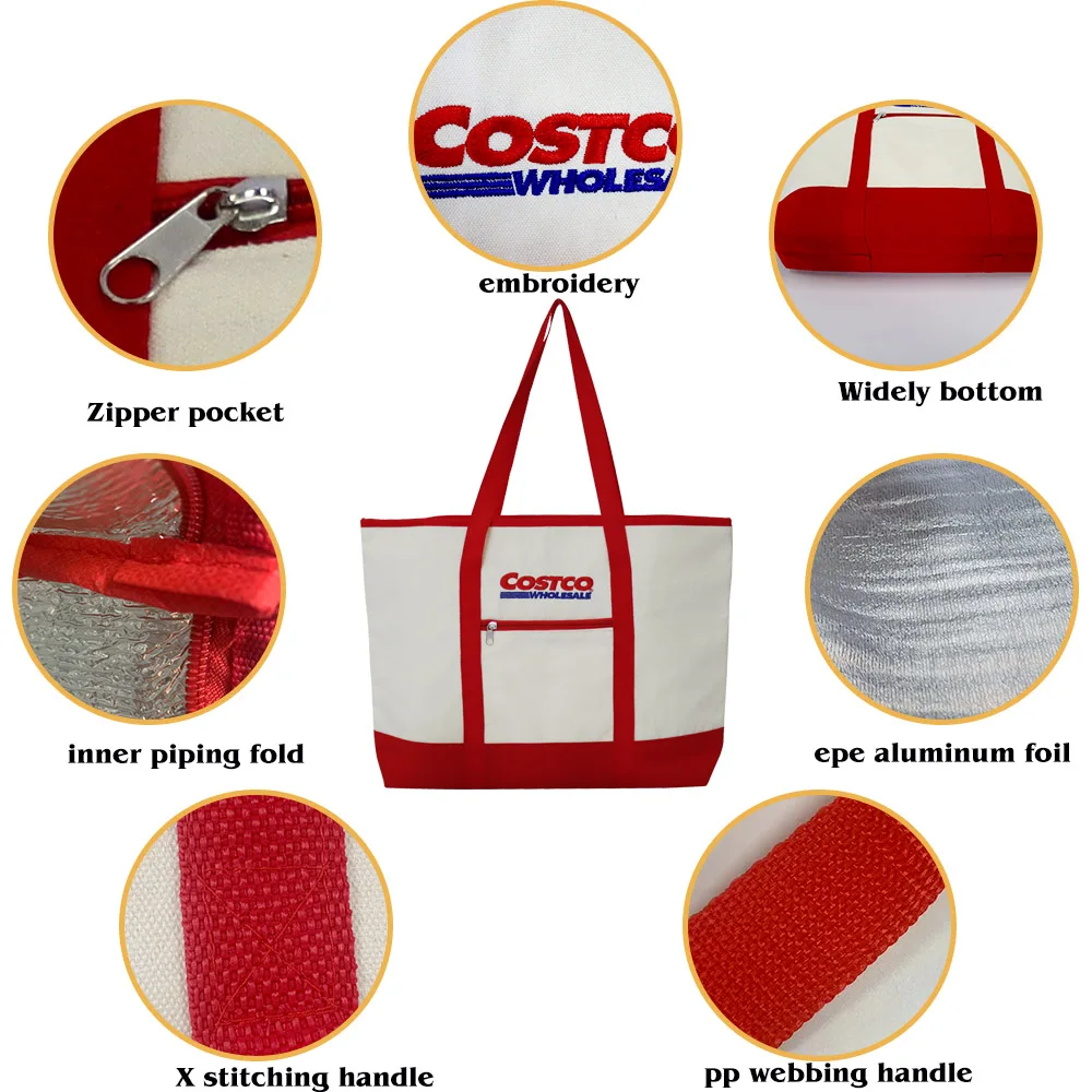 Manufacture Custom Foldable Wine Canvas Lunch Picnic Zipper Tote Cooler