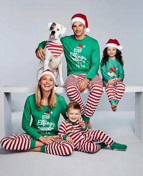2022 Matching Family Xmas Christmas pajamas para red and green Striped Sleepwear Clothes boys pajamas men cotton family pajamas