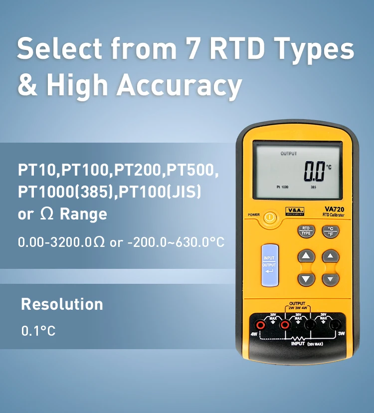 V&A VA720 Digital Multimeter Calibrator with LCD Display Factory Price RTD Process Meter Calibrator