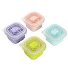 Arriart Outdoor Silicone Eco Friendly BPA Free Square Silicone Bento Snack Box Food Storage Container With Lid