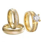 Ring Rings Pcs Engagement Ring Fashion Jewelry Couple Wedding Rings 3 Pcs 14k Gold Filled Plated Women Rings