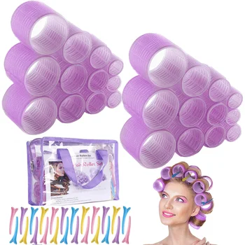 Jumbo Size Hair Roller Set Self Grip Hair Rollers Salon Dressing Curlers Self Holding Rollers for DIY Hair Styling