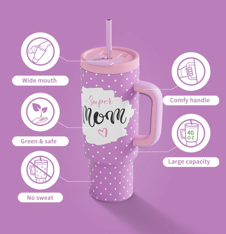 New Products 2024 Home 40Oz Tumbler With Handle Straw Lid Cups for Mother'S Day factory