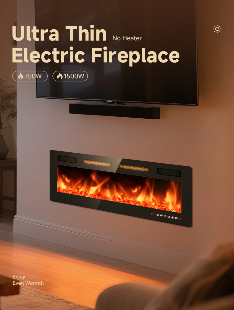 Electric Fireplace, 50", 60", 72", Wall - detail 4