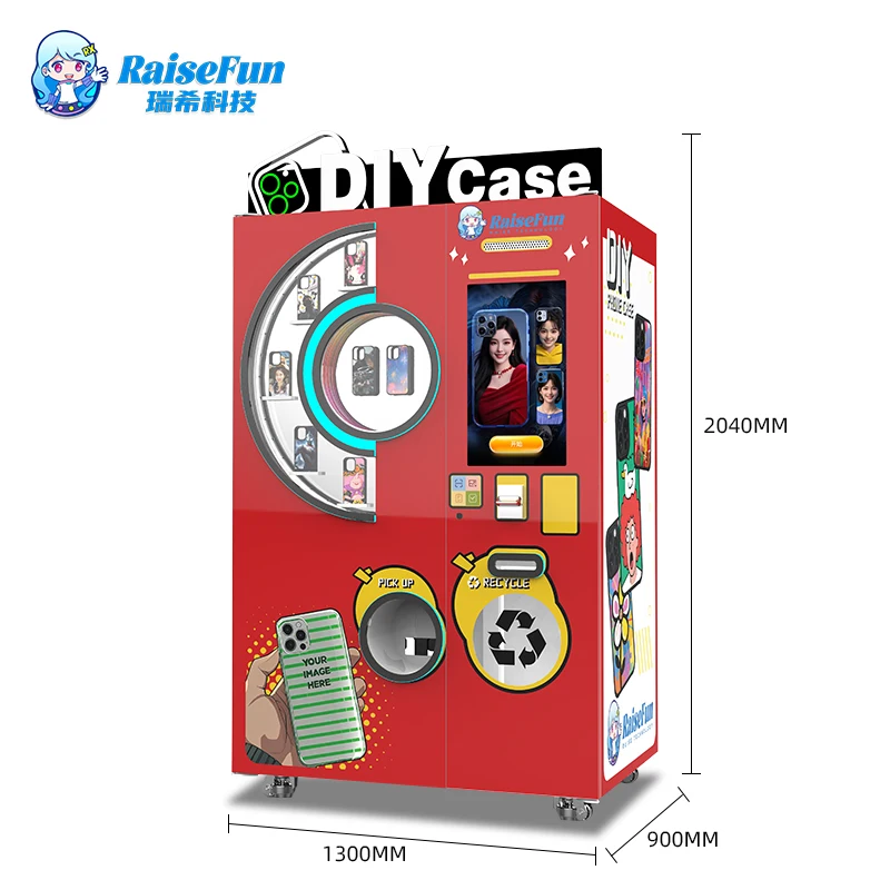 product raisefun ai automatic phone case vending machine high definition uv customization metal shopping coin operated games-5
