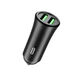 Wholesale Universal 12v Dual Port Portable Metal Mobile Dual Car Phone Charger 12w Custom Logo Adapter Mini