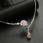 Pink VANFI Romantic White And Pink Zircon Rose Necklace Natural Pink Crystal Gemstone Necklace Choker