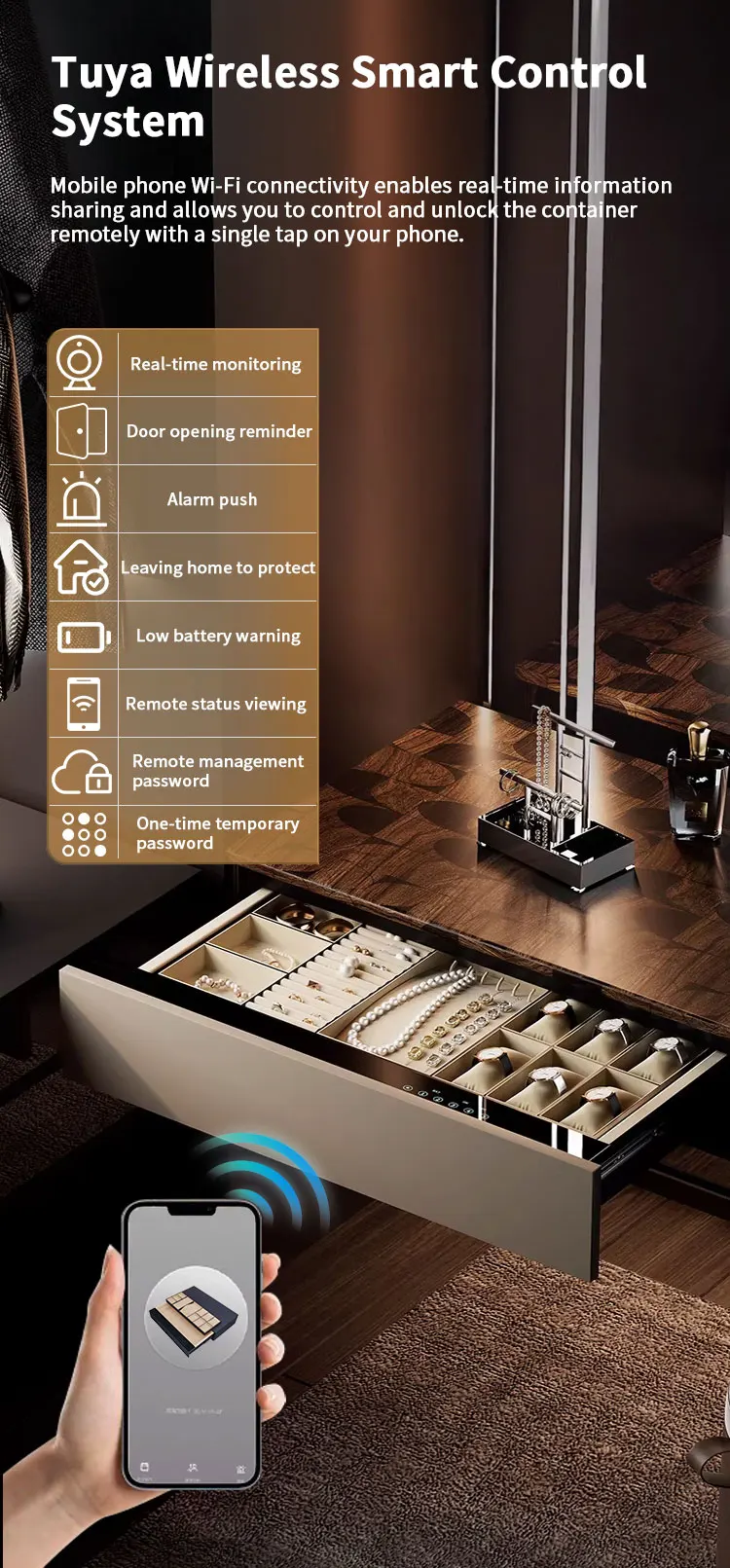 product ceqsafe smart luxury small household wardrobe with embedded automatic drawer safe smart password safe-12