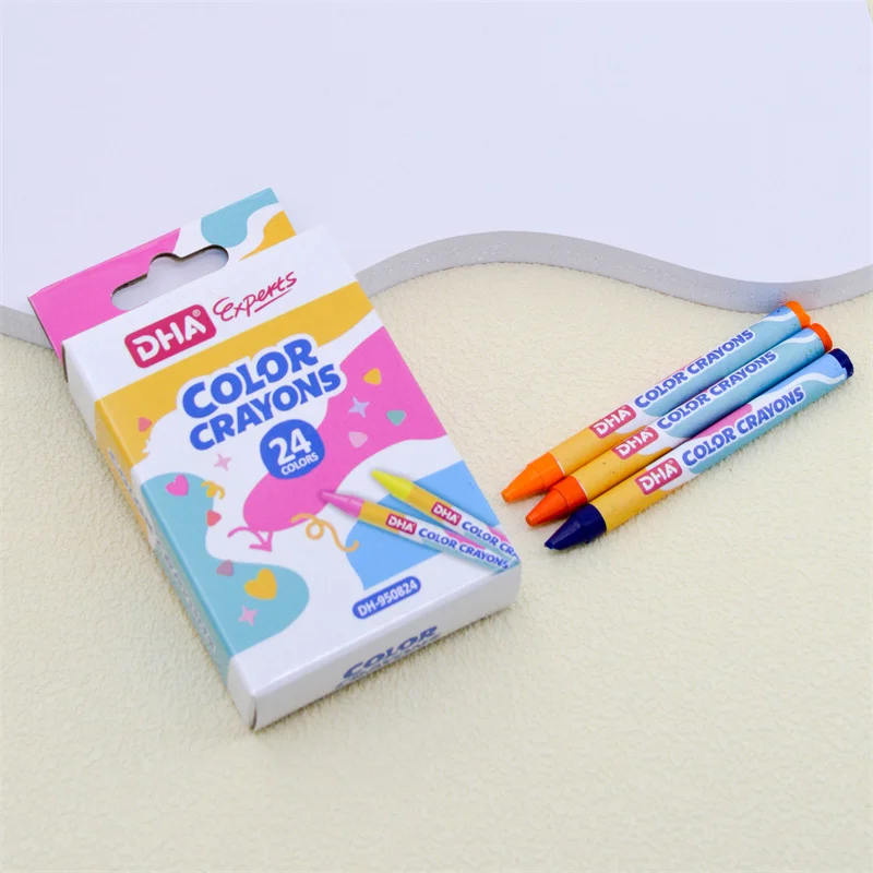 Wholesale School Stationery Gift 24 Colors Customized Wax Crayon Set For Kids