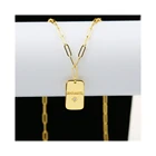 Gold Pendant Necklace Trendy Gold Plated Engraved Pendant Necklace Link Chain Sublimation Custom Jewelry Blanks