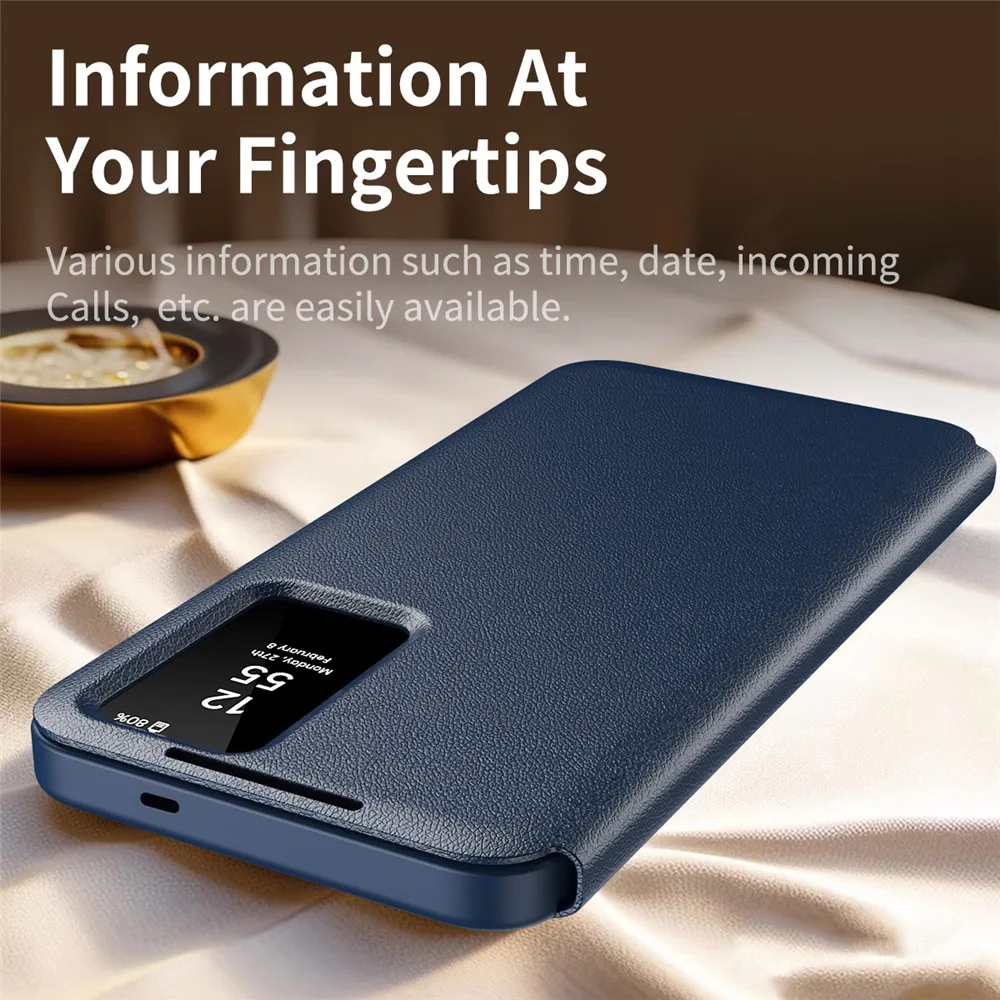 product leather wallet case for samsung galaxy s25 fe with clear view window card holder smart flip cover with id slot-5