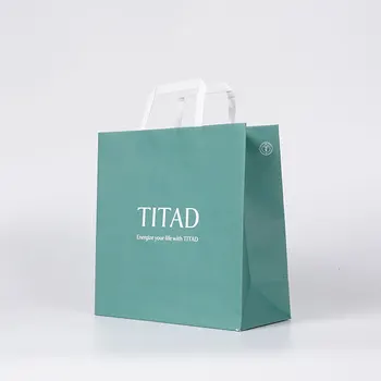 Mint Green Plastic Grip Handles Shopping Carry Bag Print Branded Quality Wholesale Price Paper Merchandise Bags