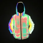 Coat Winter Pink Colorful Cotton Clothes Women's Loose Padded Coat Reflective Hooded Casual Jacket Women