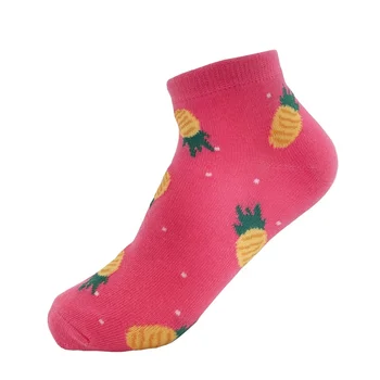 Great Quality Pineapple Pattern Cotton Ankle Socks Cute Fruit Pattern Socks for Women