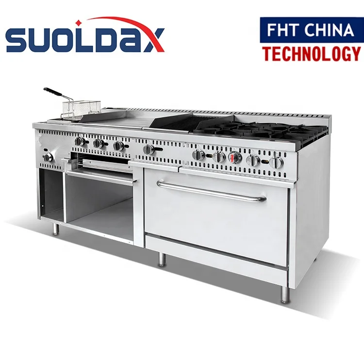 Restaurant Cooking Equipment  72" Commercial Gas range 4 burner & Griddle/Salamander &Gharbroiler and Fryer