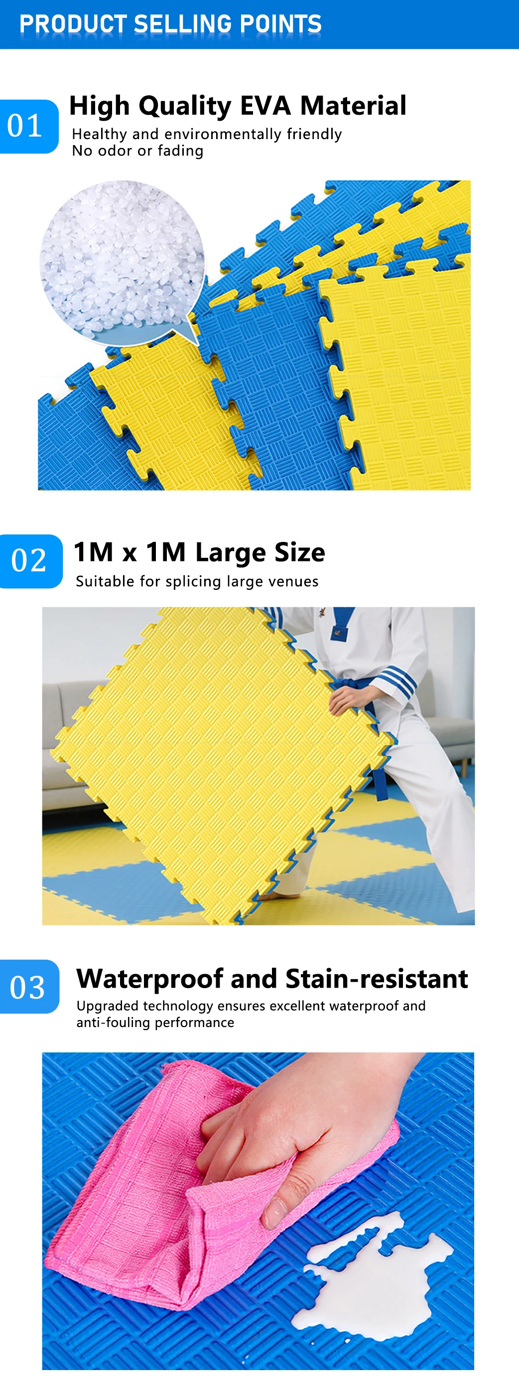 Hydefoam 1M*1M Large Interlocking Puzzle Mat for Taekwondo Gym and Martial Arts Hall Custom Sizes supplier