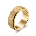 Ring Good Quality Stainless Steel Rotatable Gold Plated Black Blue Emery Men's Solid Color Ring
