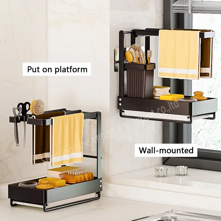 New 2023 kitchen white foldable drain storage rack sponge cleaning rag rack sink countertop storage rack