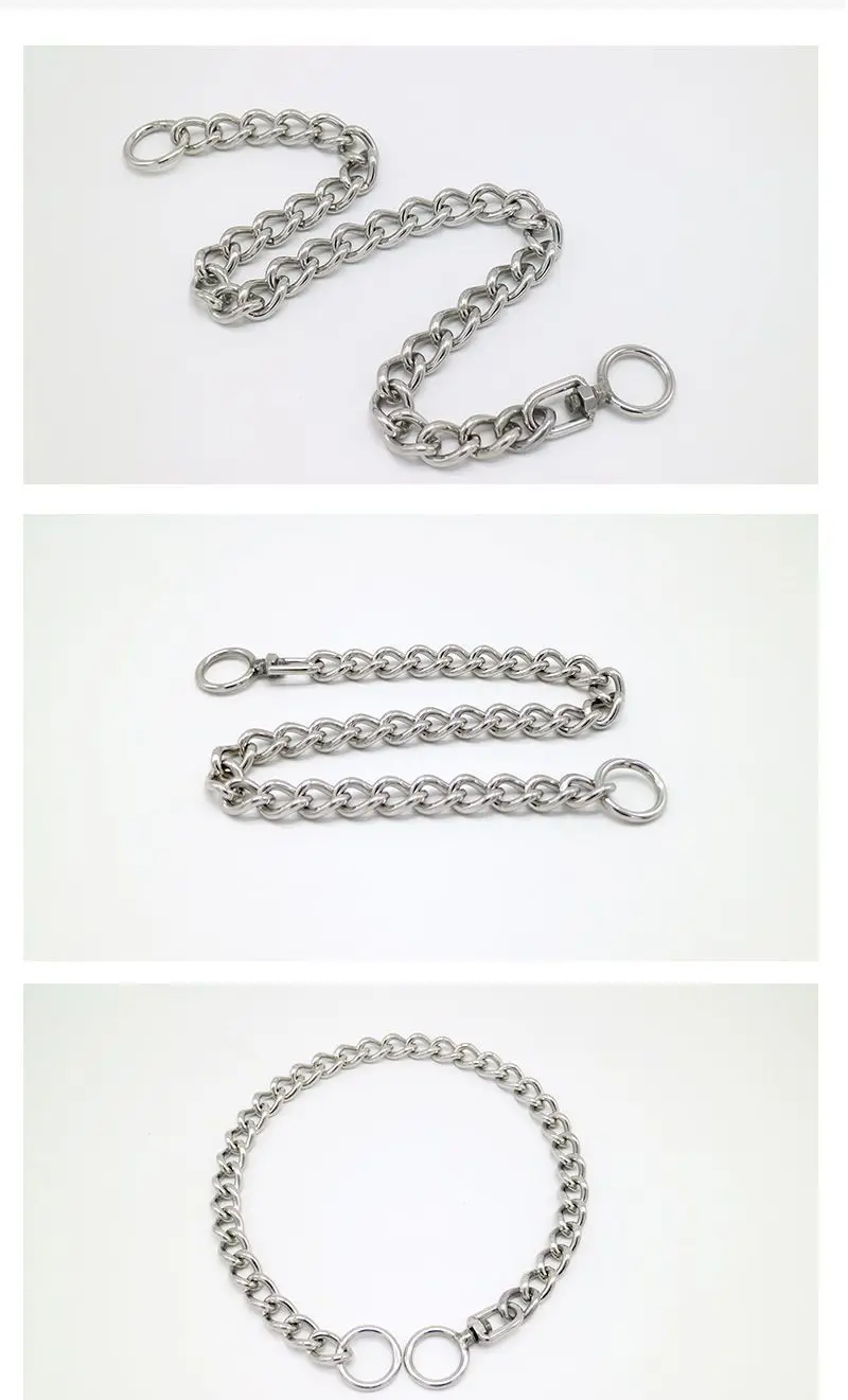 10.6MM/15MM/19MM Width Pet Collars Dog Chain Stainless Steel P Chain Rotating Buckle Choke Dog Chain for Medium and Large Dog