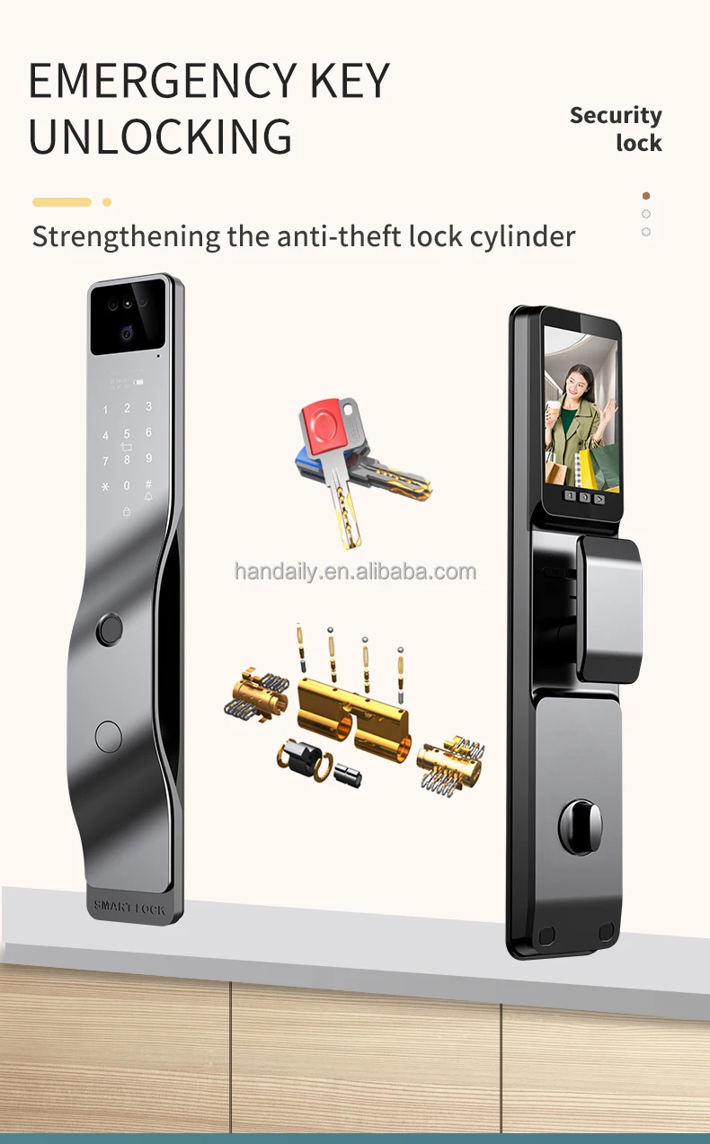 product factory  price 3d face recognition smart lock wifi app tuya video intercom  fingerprint keyless smart home door lock with camera-32