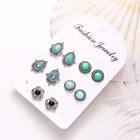 Earrings Gemstone New Ethnic Style Bohemian Women Hand-made Earrings Turquoise Gemstone Earrings