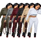 Set Amazon Hot Sale Solid Color Letter Sweatshirt Sports Women Tracksuit 2 Piece Set