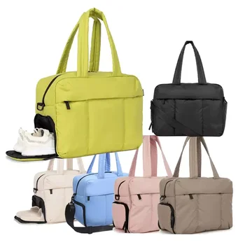 Women's Puffy Basketball Tennis Gym Yoga Tote Bag with Shoes Pouch Puffer Crossbody Bag Waterproof Durable Outdoor Handbag Bag