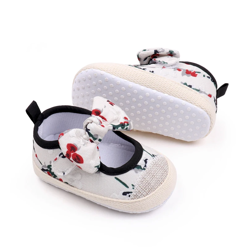 Spring and Autumn Baby Small Floral Soft Sole Non-slip square Shoes for Baby Girls Bow Walking Shoes details