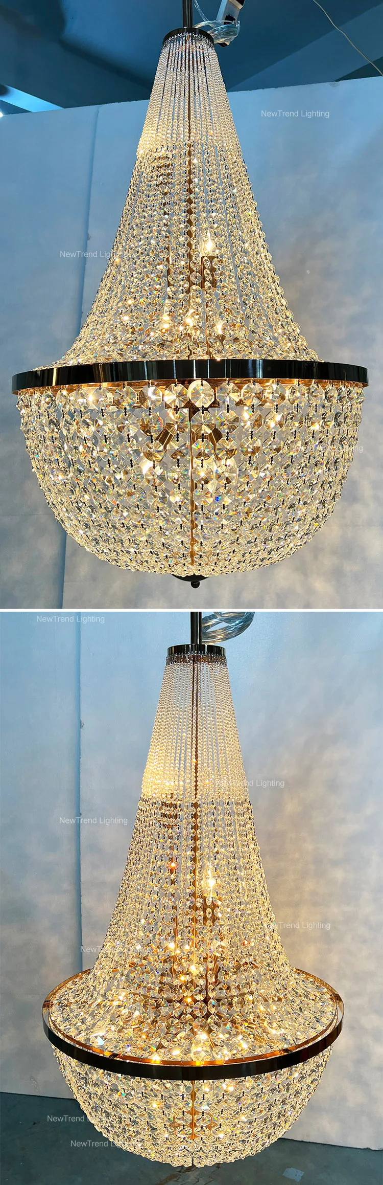 CPL-359 Custom Indoor Decoration Villa Staircase Luxury Crystal Lighting Hotel Chandelier details
