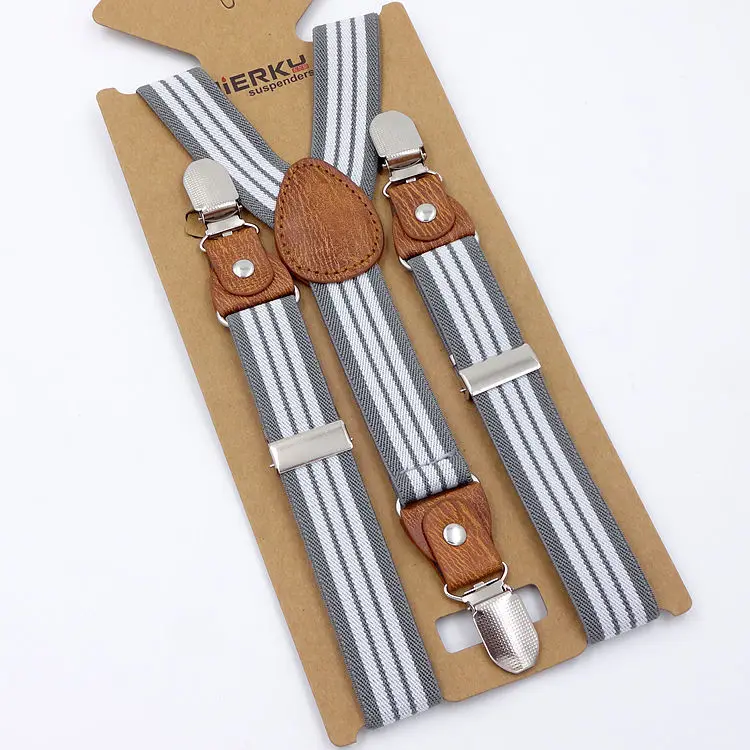Unisex Children Suspenders 3 Clips  2.5cm wide Clip Straps Adjustable Elastic Back Braces Suspenders