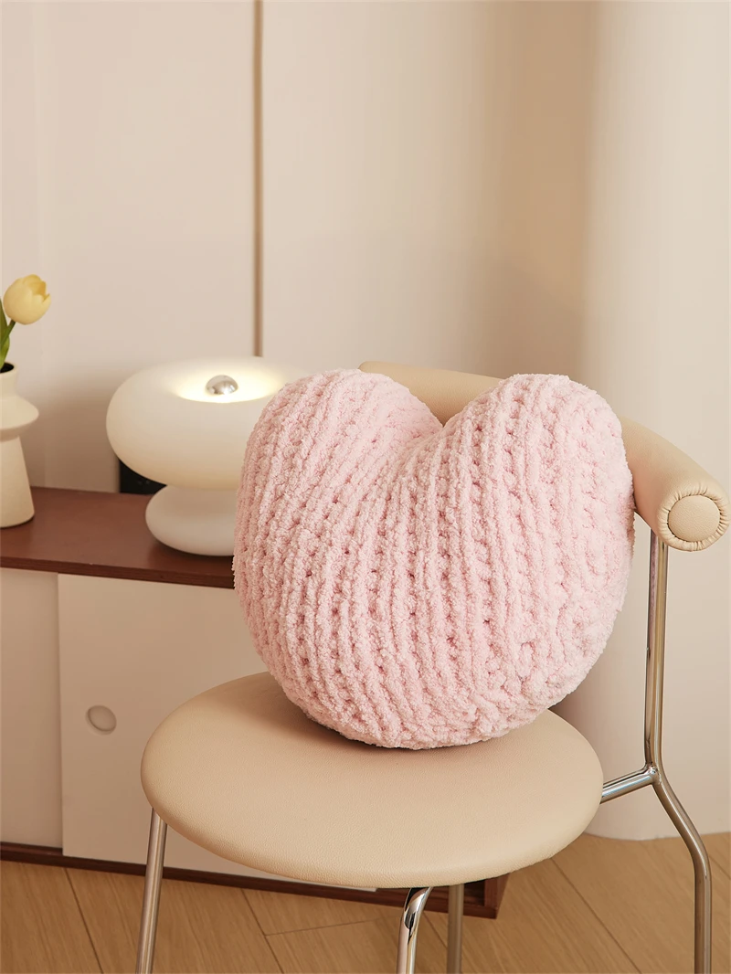 product heart super cozy 100 chenille knot pillow for home sofa decoration stn-64