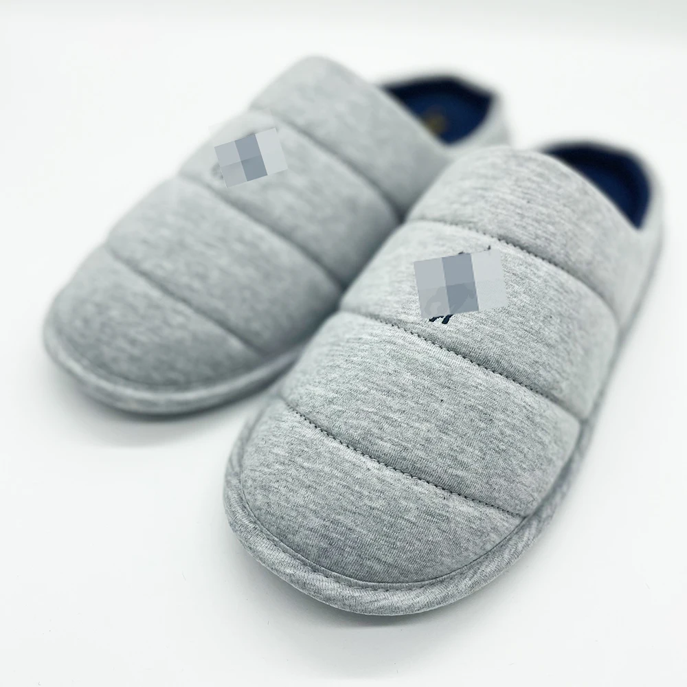 Quality assurance Indoor plush warm gray men's flat shoes slippers in winter