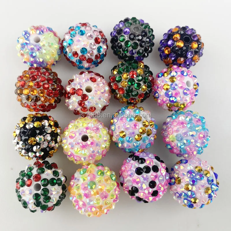 Factory Custom Color 20mm Rhinestone Beads Resin Disco Chunky Bead