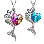Shaped Gem Exquisite Fashion Heart Shaped Crystal Mermaid Necklace Woman Gem Pendant