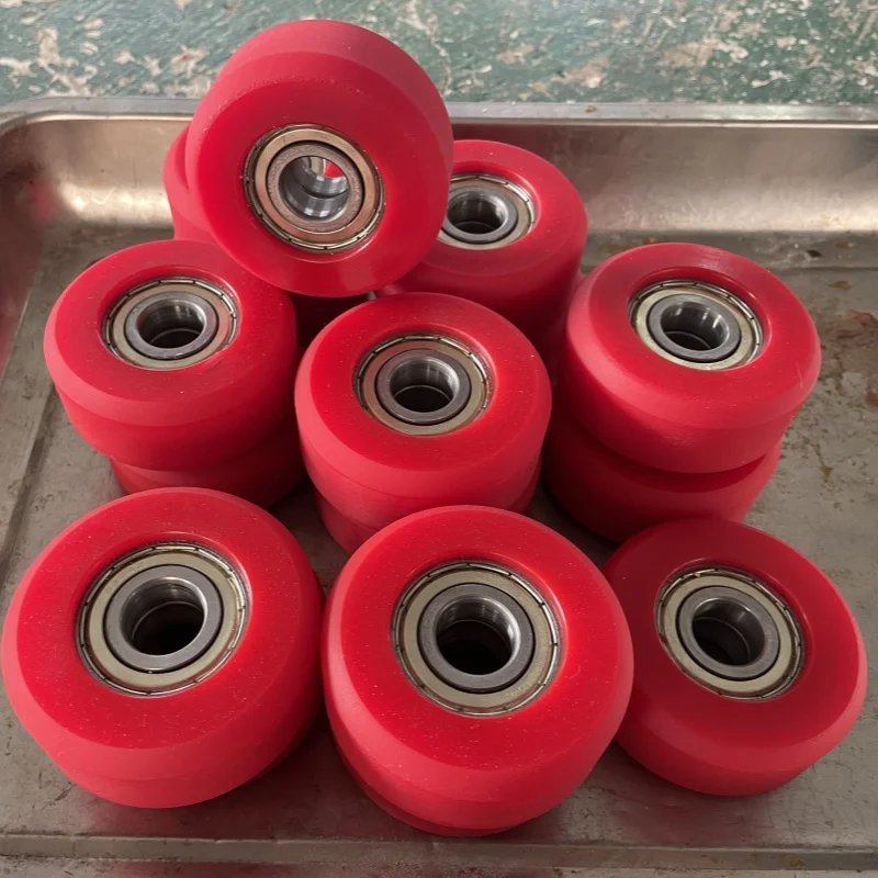 product custom cable window pulleys bearing wheel rubber coated polyurethane with cutting processing service-9