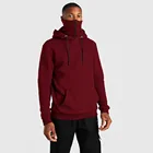 Custom Winter Hot Sell Men's Hooded Masked Zipper Pure Color Hoodie Custom Logo Masked Hoodies Men
