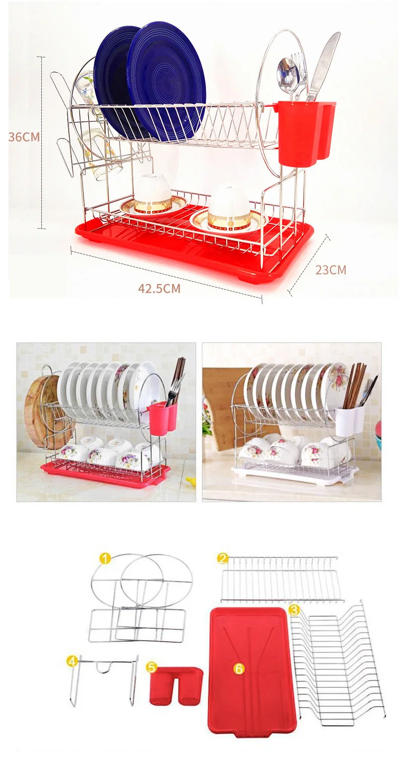 Dish Drying Rack Dish Rack with Tray Compact Dish Drainer for Kitchen Counter Cabinet Black