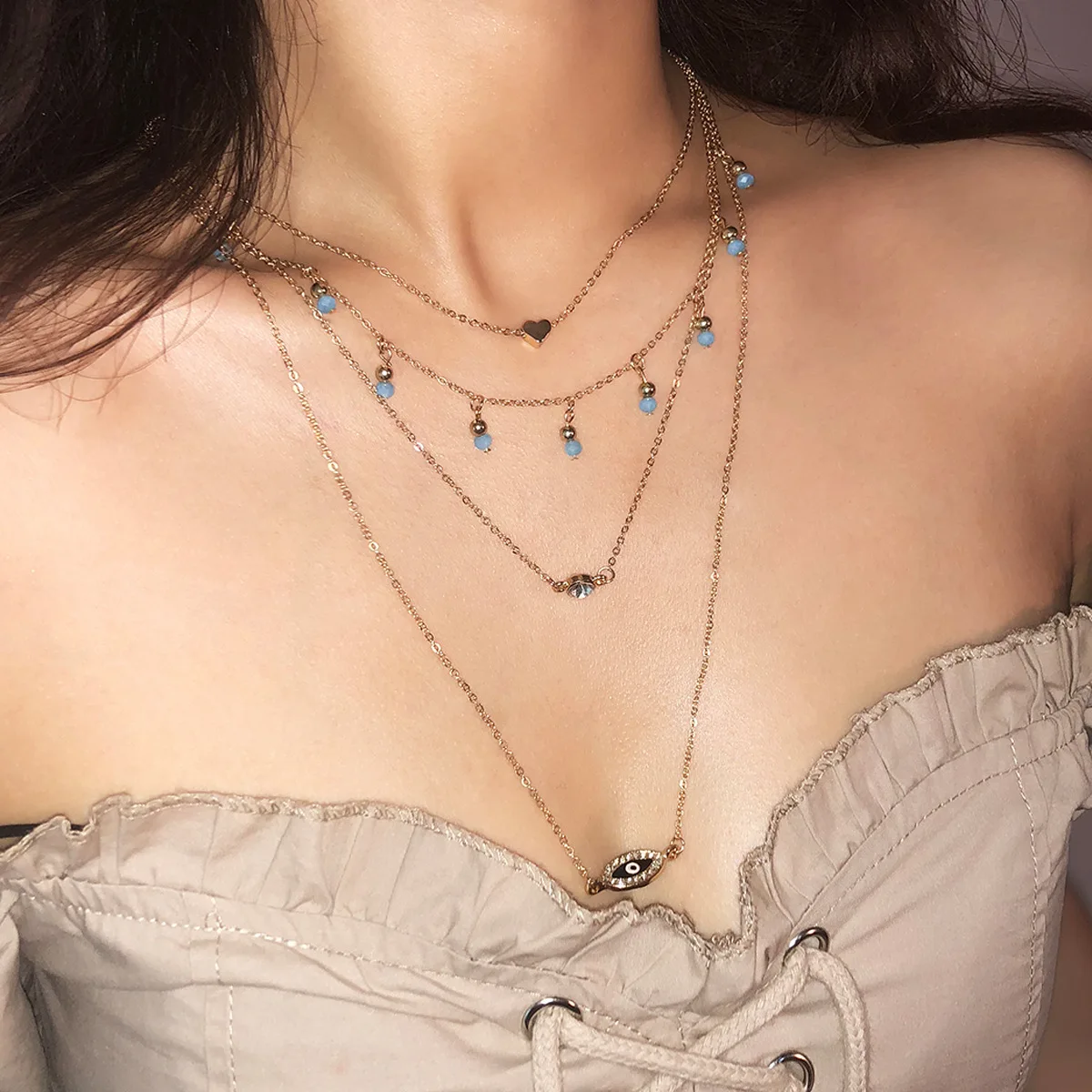 trendy cuban chain chokers necklace men women,custom diy multilayer chain pendant necklaces