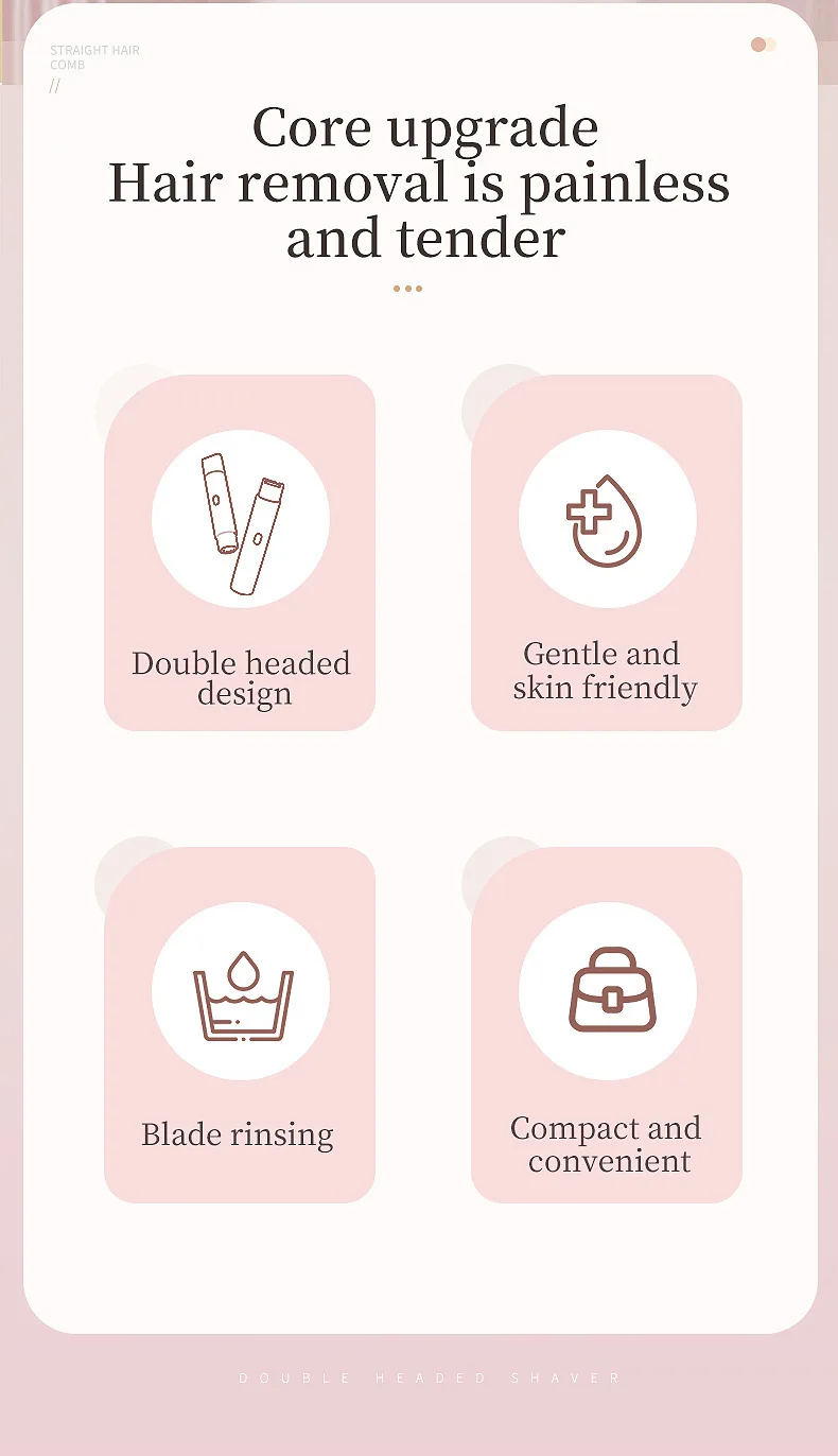 New 2 in 1 USB Rechargeable Women Shaver Painless Hair Trimmer Portable Waterproof Double Head Body Epilator