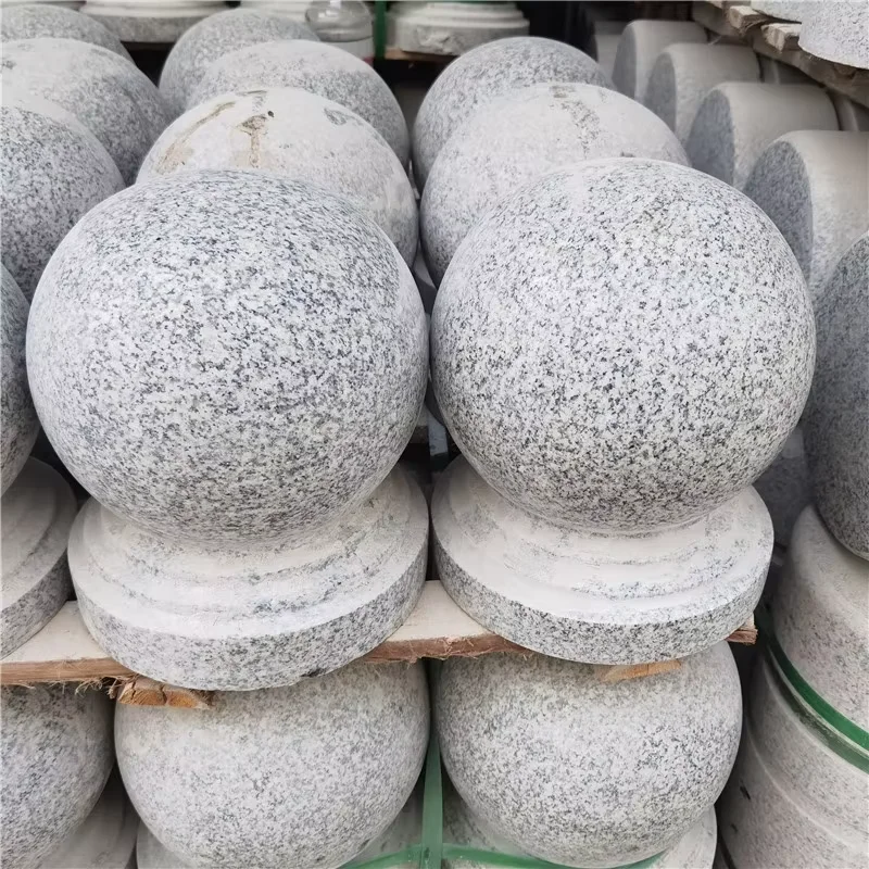 product outdoor landscape decoration natural round grey granite stone ball for park-1